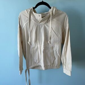 American Eagle Oversized Denim Pull Over Hoodie With Pockets Size Medium